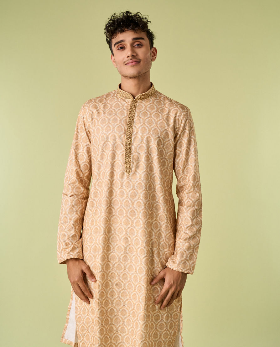 Diwas Men Elegant Beige Kurta Pajama
