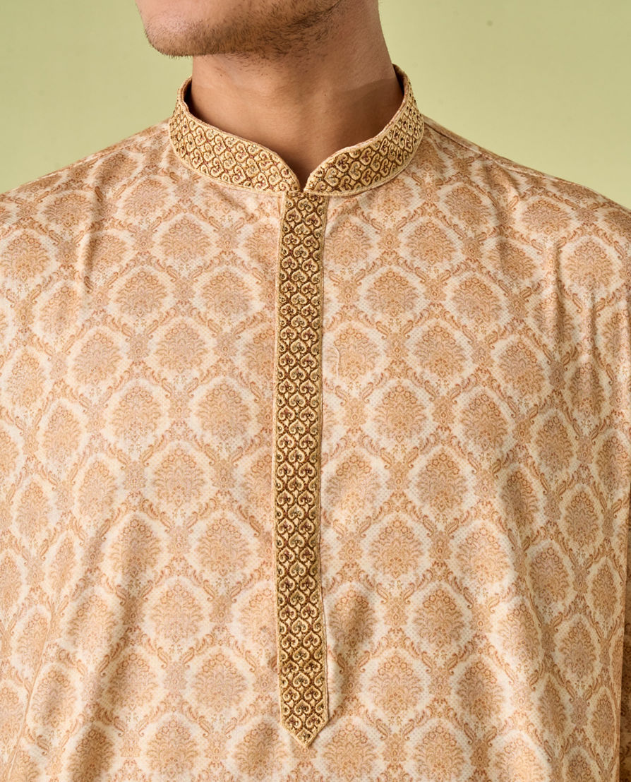Diwas Men Elegant Beige Kurta Pajama