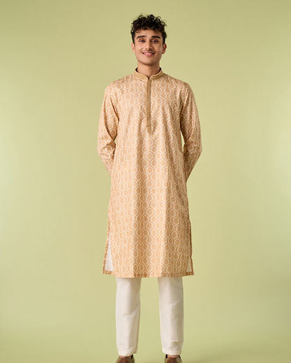 Diwas Men Elegant Beige Kurta Pajama