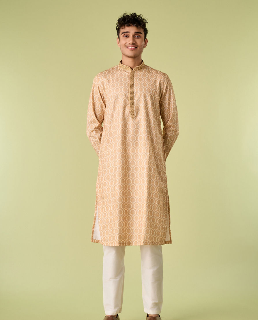 Diwas Men Elegant Beige Kurta Pajama