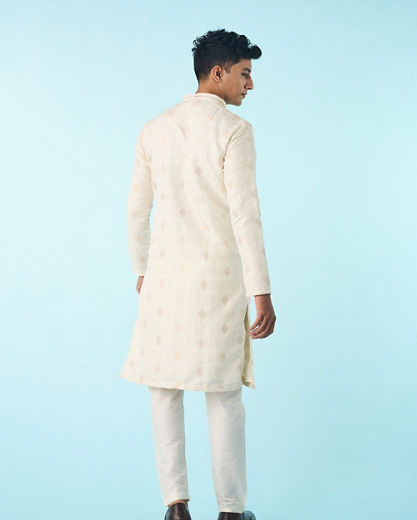 Diwas Men Cream Radiance Brocade Kurta Pajama