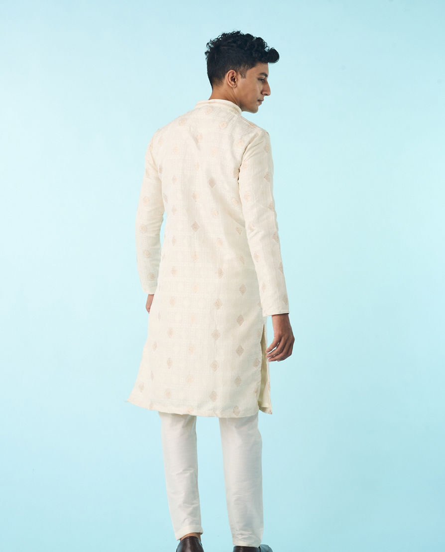 Diwas Men Cream Radiance Brocade Kurta Pajama