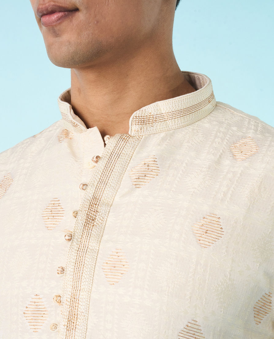 Diwas Men Cream Radiance Brocade Kurta Pajama