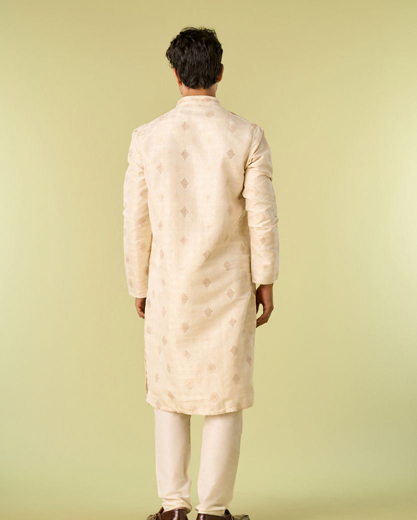 Diwas Men Cream Radiance Brocade Kurta Pajama