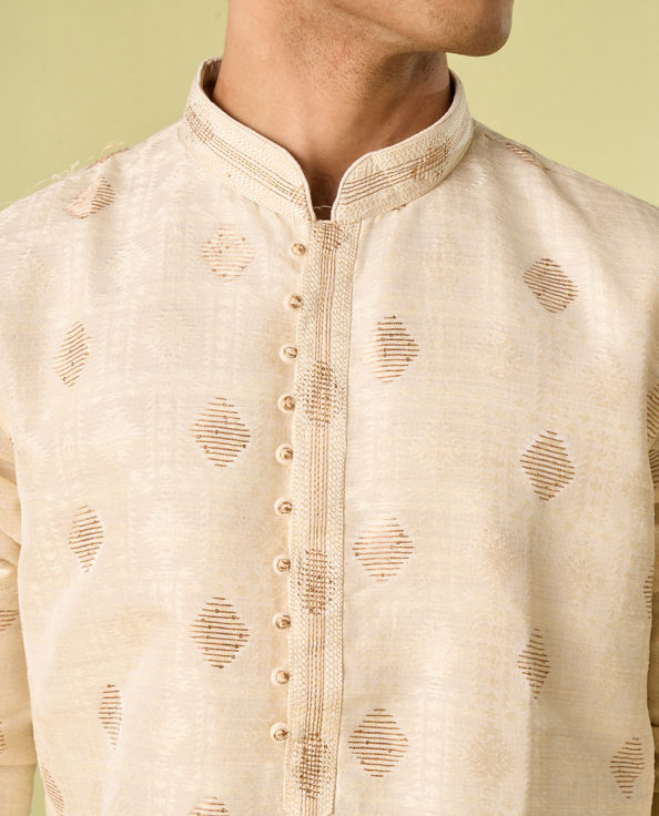 Diwas Men Cream Radiance Brocade Kurta Pajama