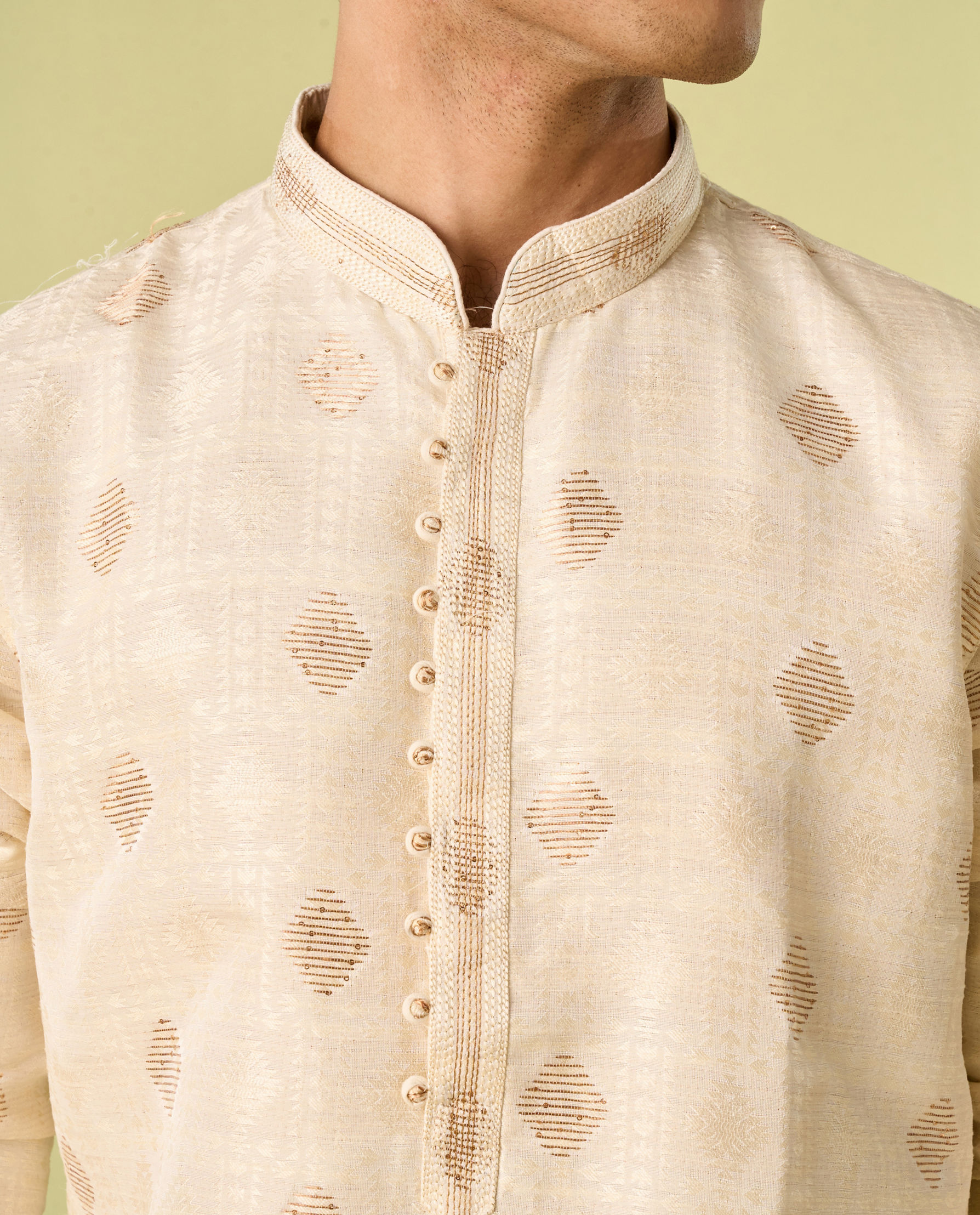 Diwas Men Cream Radiance Brocade Kurta Pajama