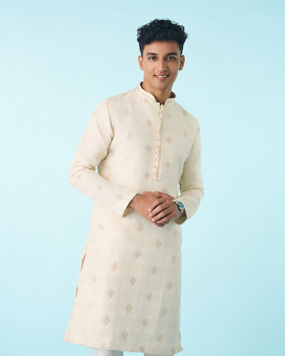 Diwas Men Cream Radiance Brocade Kurta Pajama