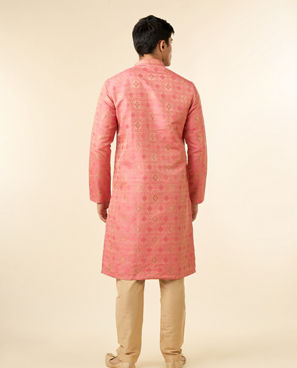 Diwas Men Pink Brocade Elegance Kurta Pajama