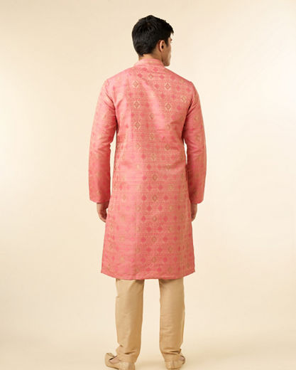 Diwas Men Pink Brocade Elegance Kurta Pajama