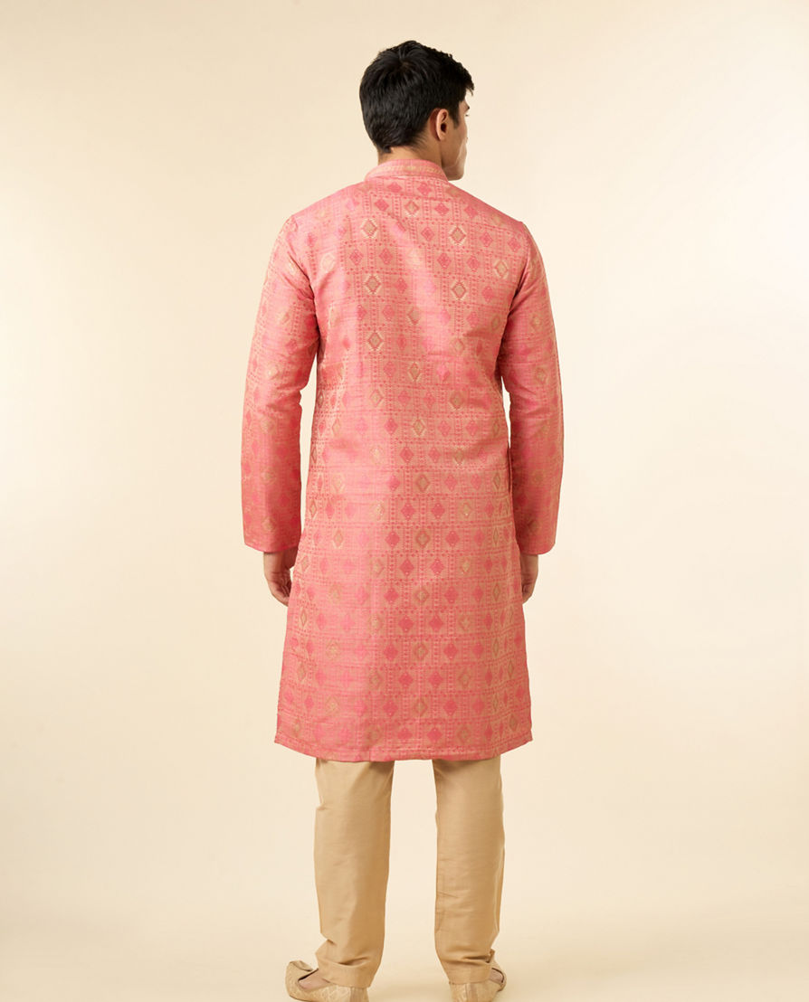 Diwas Men Pink Brocade Elegance Kurta Pajama