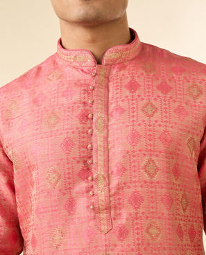 Diwas Men Pink Brocade Elegance Kurta Pajama