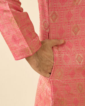 Diwas Men Pink Brocade Elegance Kurta Pajama