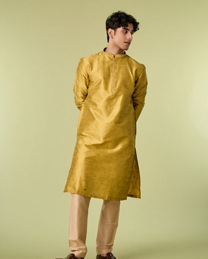 Diwas Men Mehndi Green Kurta Pajama