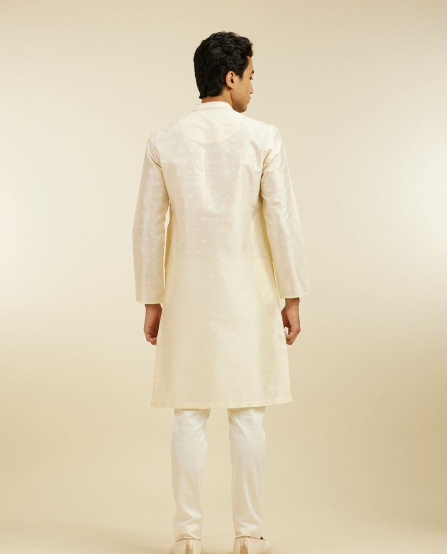 Diwas Men Cream Art Silk Kurta Pajama with Basic Design for Festive Wear