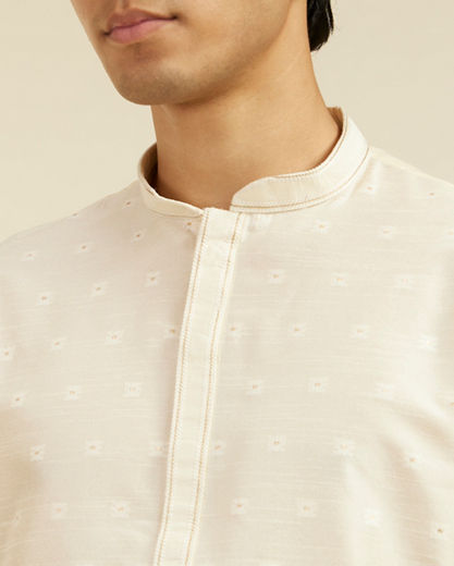 Diwas Men Cream Art Silk Kurta Pajama with Basic Design for Festive Wear