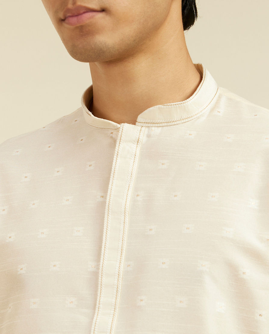 Diwas Men Cream Art Silk Kurta Pajama with Basic Design for Festive Wear