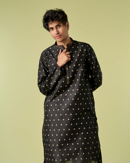 Diwas Men Black Luxe Kurta Pajama