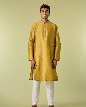 Diwas Men Mehndi Green Kurta Pajama Set