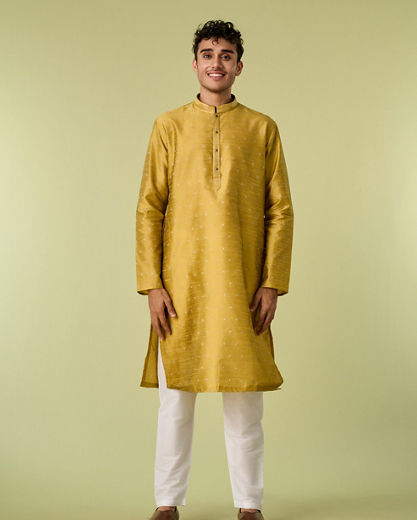 Diwas Men Mehndi Green Kurta Pajama Set
