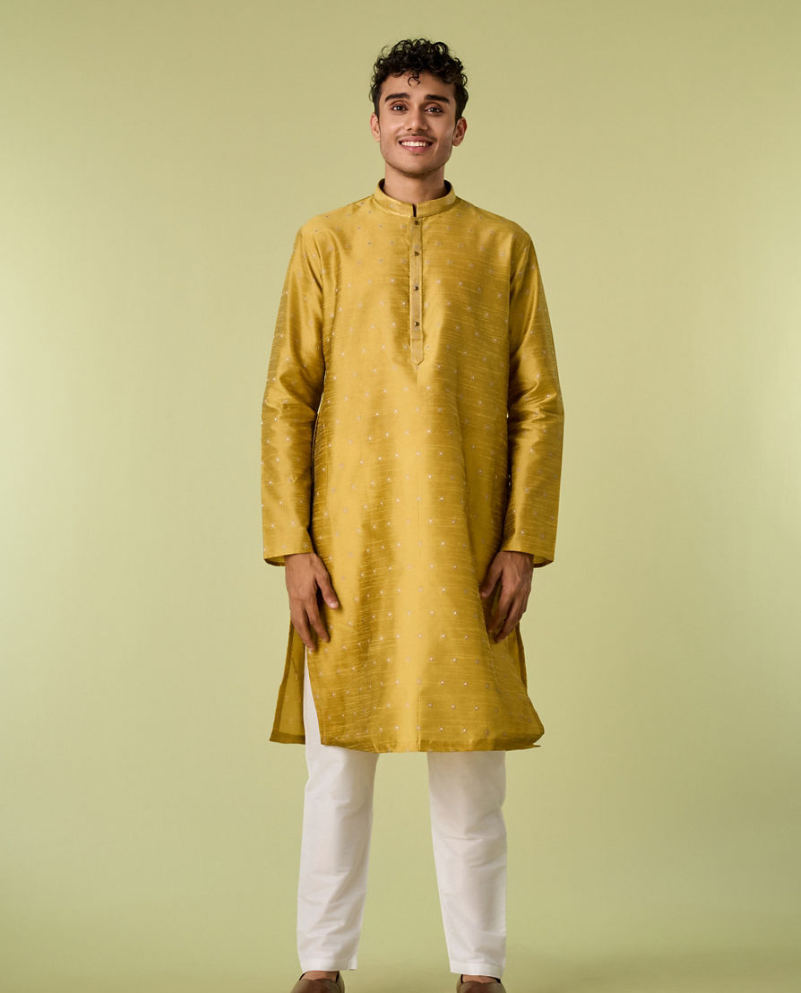 Diwas Men Mehndi Green Kurta Pajama Set