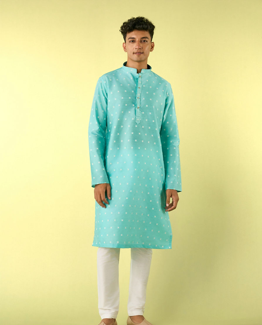Diwas Men Aqua Green Grandeur Kurta Pajama