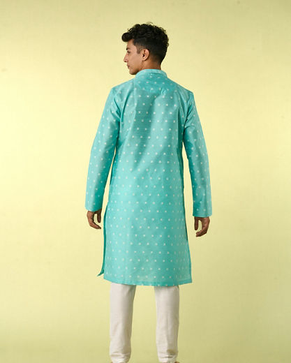 Diwas Men Aqua Green Grandeur Kurta Pajama