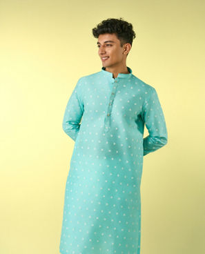 Diwas Men Aqua Green Grandeur Kurta Pajama