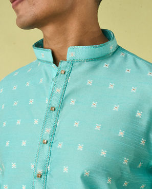 Diwas Men Aqua Green Grandeur Kurta Pajama
