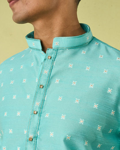 Diwas Men Aqua Green Grandeur Kurta Pajama