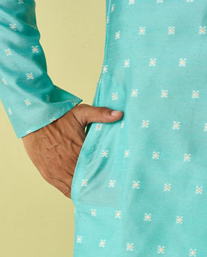 Diwas Men Aqua Green Grandeur Kurta Pajama