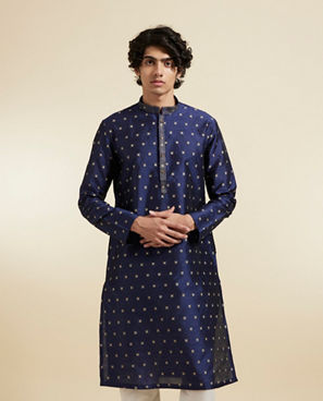 Diwas Men Dark Blue Extravaganza Kurta Pajama