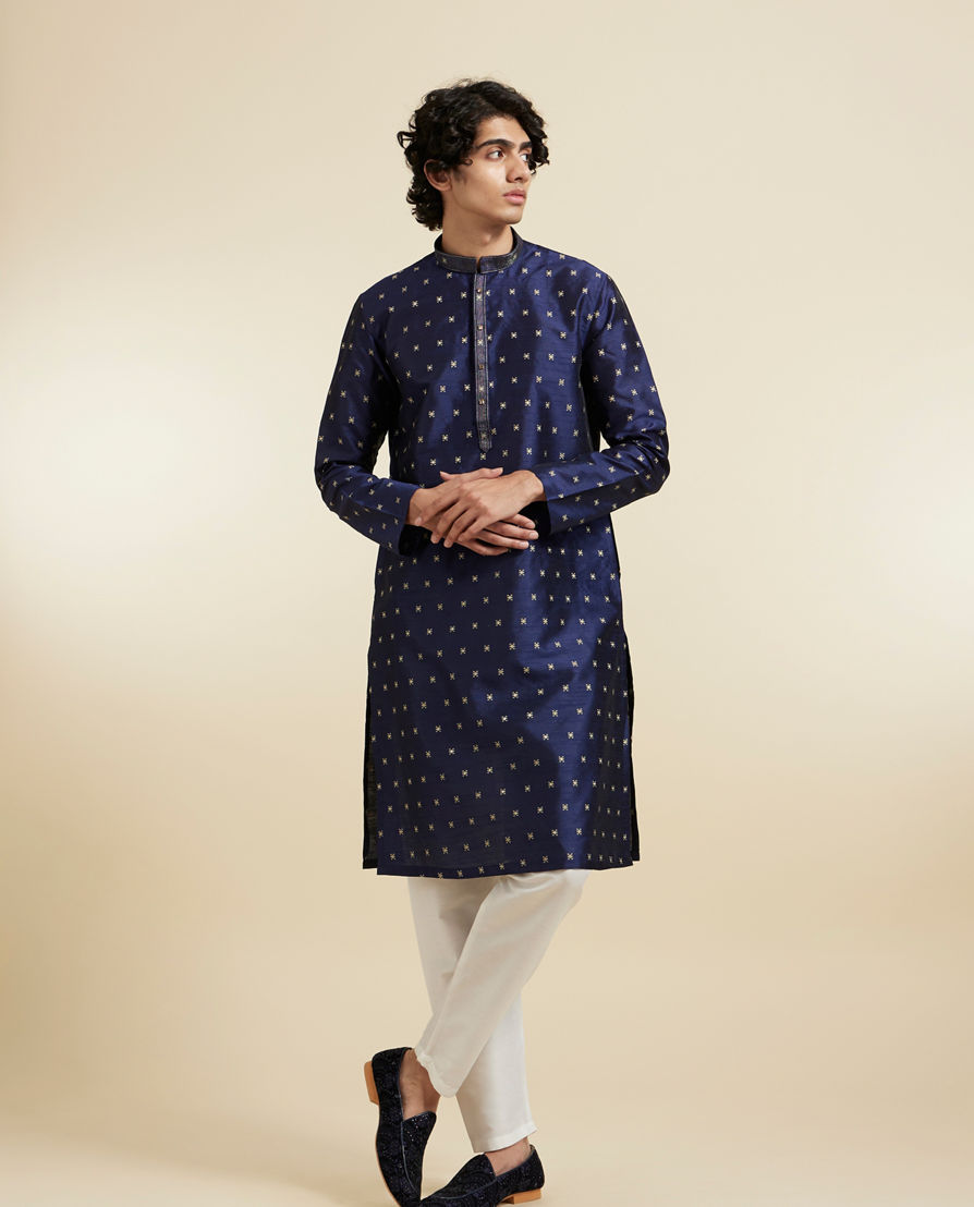 Diwas Men Dark Blue Extravaganza Kurta Pajama