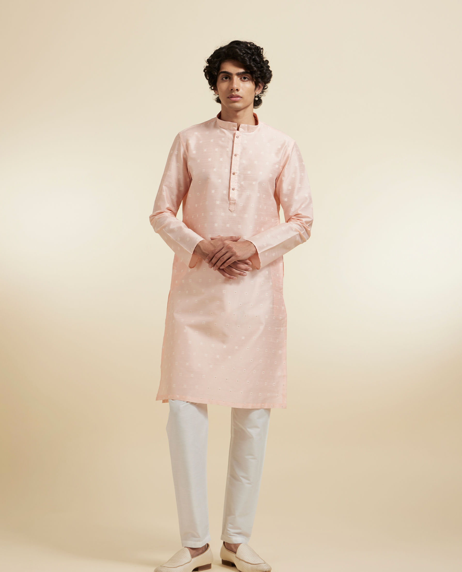 Diwas Men Elegant Pink Kurta Pajama Ensemble