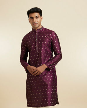 Diwas Men Wine Kurta Pajama