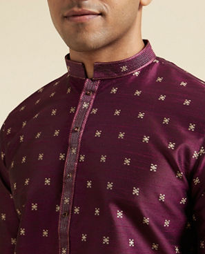 Diwas Men Wine Kurta Pajama