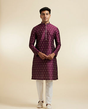 Diwas Men Wine Kurta Pajama