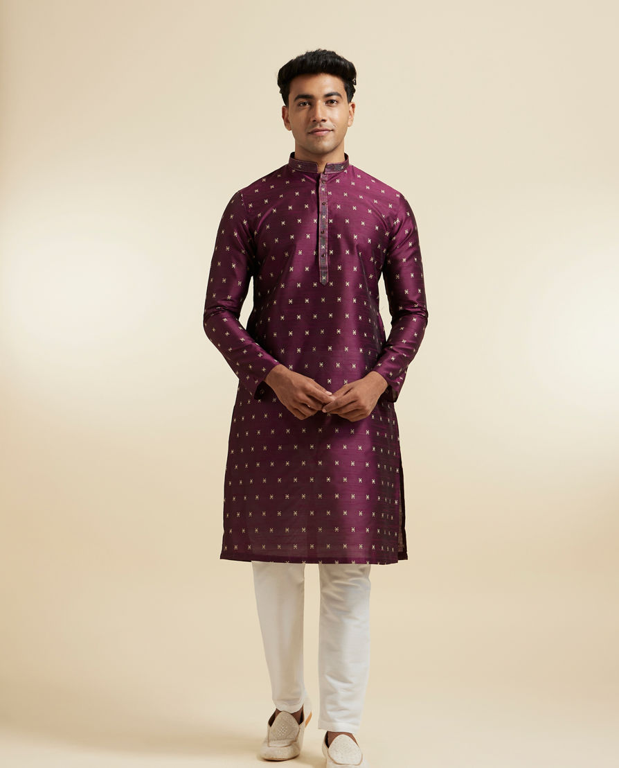 Diwas Men Wine Kurta Pajama