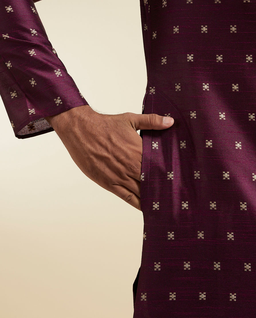 Diwas Men Wine Kurta Pajama