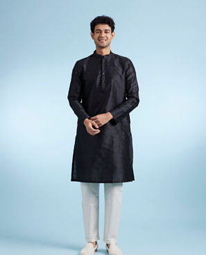 Diwas Men Black Elegance Kurta Pajama Set