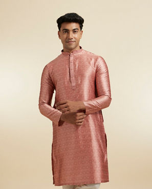 Diwas Men Radiant Peach Art Silk Kurta Pajama