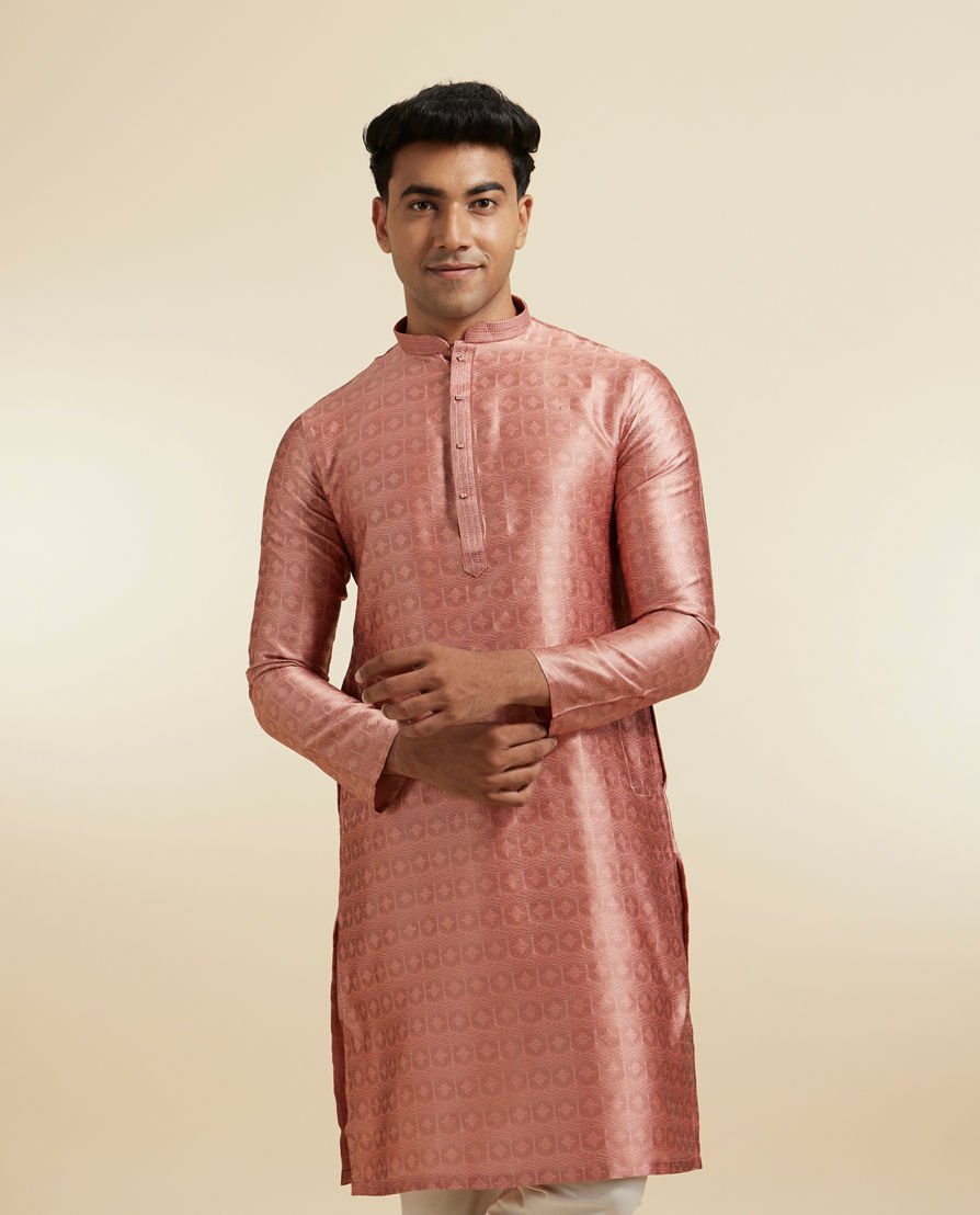 Diwas Men Radiant Peach Art Silk Kurta Pajama