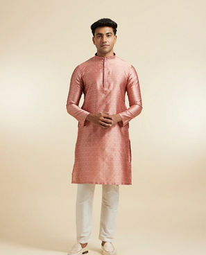 Diwas Men Radiant Peach Art Silk Kurta Pajama