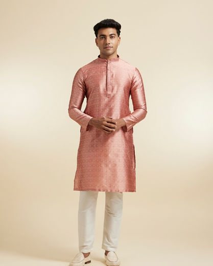 Diwas Men Radiant Peach Art Silk Kurta Pajama