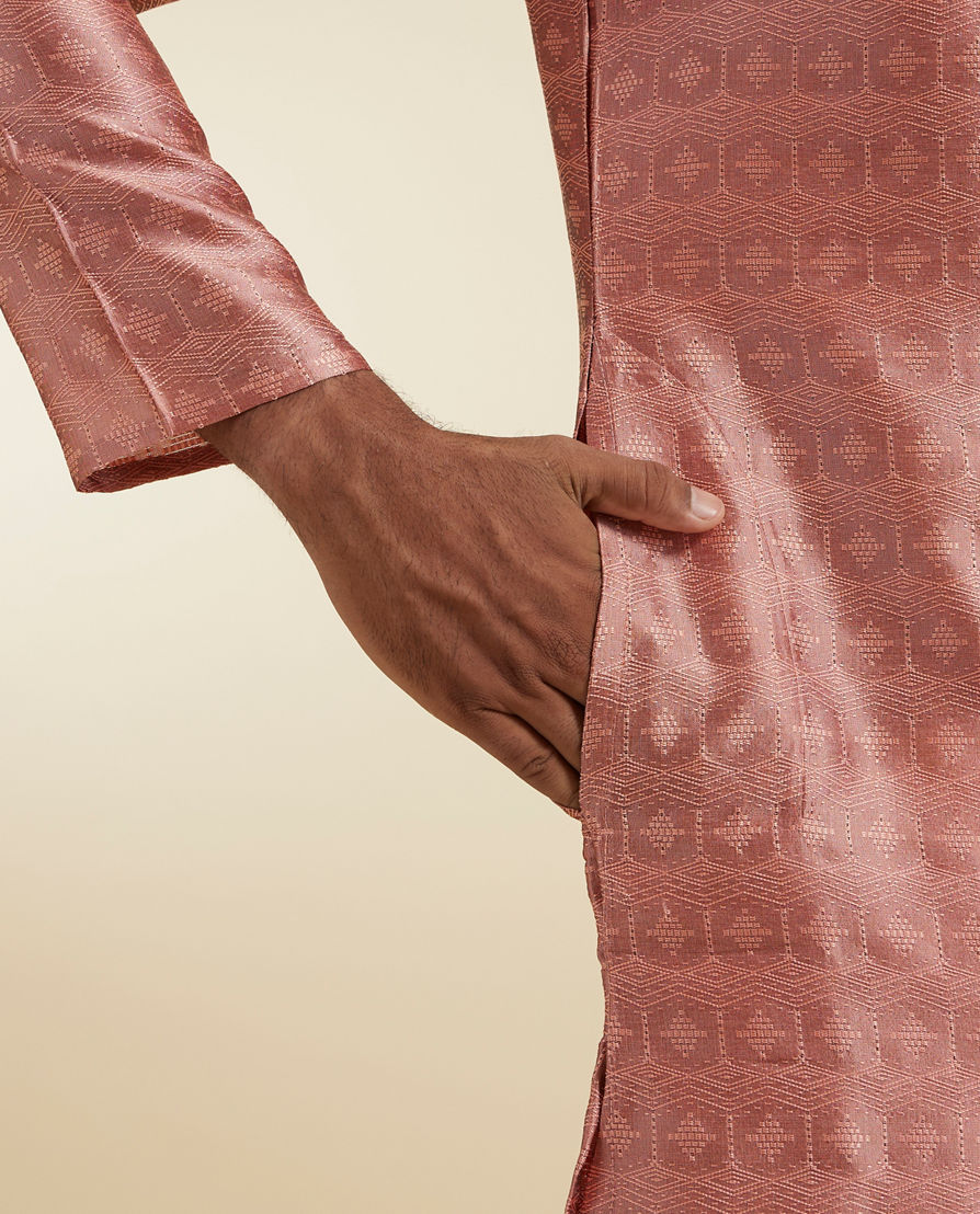 Diwas Men Radiant Peach Art Silk Kurta Pajama
