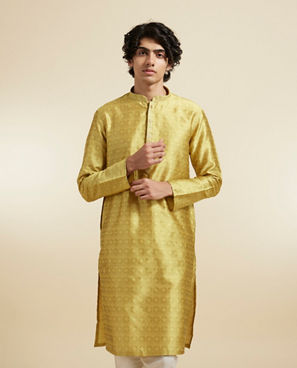 Diwas Men Mehndi Green Art Silk Kurta Pajama