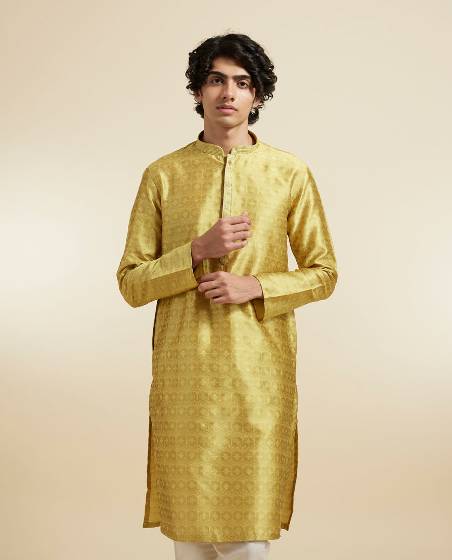 Diwas Men Mehndi Green Art Silk Kurta Pajama