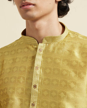Diwas Men Mehndi Green Art Silk Kurta Pajama