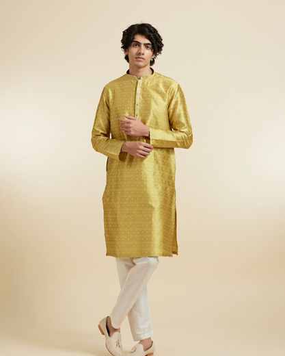 Diwas Men Mehndi Green Art Silk Kurta Pajama
