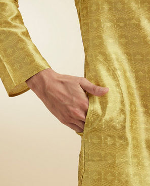 Diwas Men Mehndi Green Art Silk Kurta Pajama