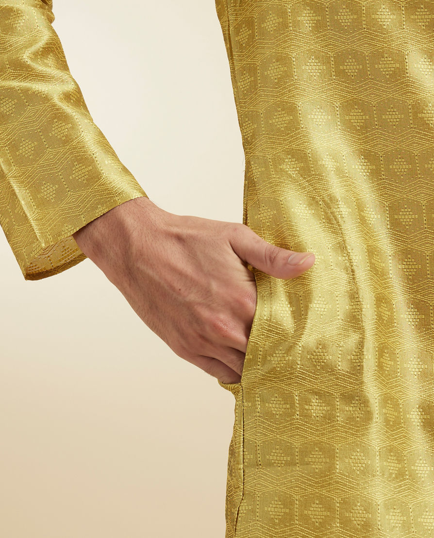 Diwas Men Mehndi Green Art Silk Kurta Pajama